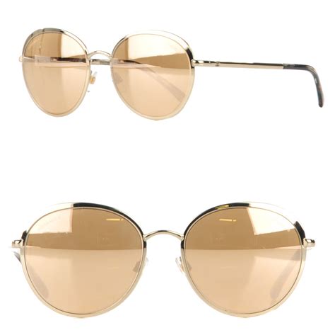 chanel round 18ct gold sunglasses|Round Sunglasses .